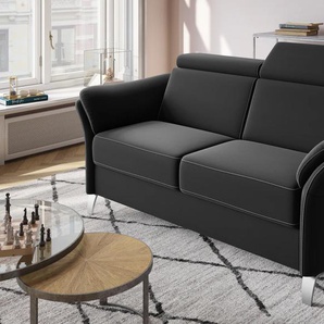 2,5-Sitzer SIT&MORE Vincenzo Sofas Gr. B/H/T: 186 cm x 84 cm x 93 cm, Flachgewebe, mit Kopfteilverstellung, schwarz 2-Sitzer Sofas