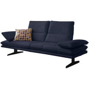2,5-Sitzer W.SCHILLIG broadway Sofas Gr. B/H/T: 236 cm x 94 cm x 96 cm, Stoff S37, Longchair links, mit Sitztiefenverstellung-mit Kopfteilverstellung-mit Seitenteilverstellung, blau (dark blue s37) 2-Sitzer Sofas
