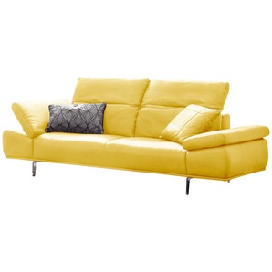 2,5-Sitzer W.SCHILLIG levi Sofas Gr. B/H/T: 236 cm x 80 cm x 105 cm, Longlife Xtra-Leder Z69, mit Kopfteilverstellung-mit Armlehnenverstellung-ohne Sitztiefenverstellung, gelb (lemon z69) 2-Sitzer Sofas