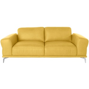 2,5-Sitzer W.SCHILLIG montanaa Sofas Gr. B/H/T: 212 cm x 78 cm x 94 cm, Longlife Xtra-Leder Z69, gelb (lemon z69) 2-Sitzer Sofas mit Metallfüßen in Chrom glänzend, Breite 212 cm