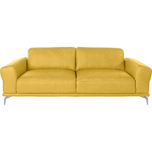 2,5-Sitzer W.SCHILLIG montanaa Sofas Gr. B/H/T: 232 cm x 78 cm x 94 cm, Longlife Xtra-Leder Z69, gelb (lemon z69) 2-Sitzer Sofas mit Metallfüßen in Silber matt, Breite 232 cm