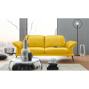 2,5-Sitzer W.SCHILLIG sherry Sofas Gr. B/H/T: 214 cm x 81 cm x 114 cm, Longlife Xtra-Leder Z69, mit Kopfteilverstellung-mit Armlehnenverstellung, gelb (lemon z69) 2-Sitzer Sofas