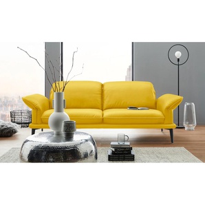 2,5-Sitzer W.SCHILLIG sherry Sofas Gr. B/H/T: 234 cm x 81 cm x 114 cm, Longlife Xtra-Leder Z69, mit Kopfteilverstellung-mit Armlehnenverstellung, gelb (lemon z69) 2-Sitzer Sofas