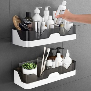 Jn.songs - 2 Duschablage Ohne Bohren, Duschorganizer aus Kunststoff, Duschkorb zum Hängen mit Ablauffür Shampoo Duschgel