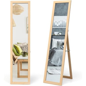 2 in 1 Standspiegel Wandspiegel 37 x 155cm Ganzkoerperspiegel, mit Holzrahmen, Ankleidespiegel, Garderobenspiegel für Schlafzimmer, Wohnzimmer und