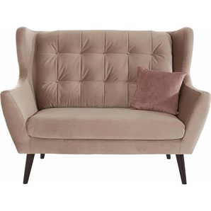 2-Sitzer ANDAS Hemmink Sofas Gr. B/H/T: 144 cm x 107 cm x 94 cm, Samtvelours, ohne Funktion, rosa (hellgrau, altrosa) 2-Sitzer Sofas