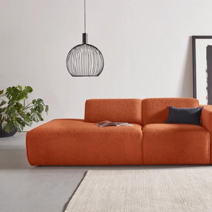 2-Sitzer ANDAS Noord, 227cm Sofas Gr. B/H/T: 227 cm x 71 cm x 96 cm, Lu x us-Microfaser flauschig, Ottomane links, orange (terracotta) 2-Sitzer Sofas