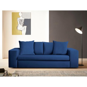 2-Sitzer ANDAS SLEETLAND XXL in Samtvelours oder Vintage-Leder-Optik Sofas Gr. B/H/T: 230 cm x 72 cm x 113 cm, Samtvelours, blau (navy blue) 2-Sitzer Sofas besonders groß und bequem