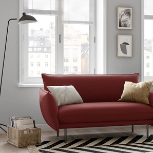 2-Sitzer ANDAS Stine Sofas Gr. B/H/T: 156 cm x 86 cm x 86 cm, Struktur weich, rot (dunkelrot) 2-Sitzer Sofas Besonderes Design durch Kissenoptik und Keder, by Morten Georgsen
