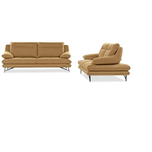 2-Sitzer CALIA ITALIA Cezanne Sofas Gr. B/H/T: 180 cm x 90 cm x 109 cm, Struktur (100% Polyester), mit Sitztiefenverstellung, gelb (35 senape) 2-Sitzer Sofas