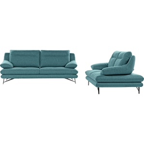 2-Sitzer CALIA ITALIA Cezanne Sofas Gr. B/H/T: 180 cm x 90 cm x 96 cm, Struktur (100% Polyester), ohne Sitztiefenverstellung, blau (27 azzurro) 2-Sitzer Sofas wahlweise mit Sitztiefenverstellung