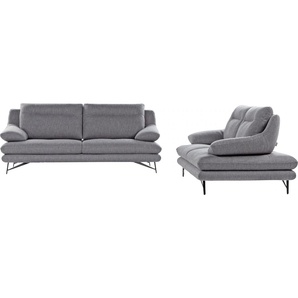 2-Sitzer CALIA ITALIA Cezanne Sofas Gr. B/H/T: 180 cm x 90 cm x 96 cm, Struktur (100% Polyester), ohne Sitztiefenverstellung, grau (26 grigio) 2-Sitzer Sofas