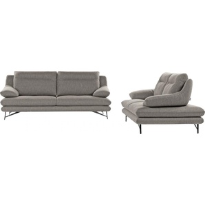 2-Sitzer CALIA ITALIA Cezanne Sofas Gr. B/H/T: 180 cm x 90 cm x 96 cm, Struktur (100% Polyester), ohne Sitztiefenverstellung, grau (34 sabbia) 2-Sitzer Sofas wahlweise mit Sitztiefenverstellung
