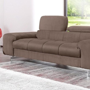 2-Sitzer COTTA Chef Sofas Gr. B/H/T: 196 cm x 72 cm x 105 cm, Luxus-Microfaser, mit Kopfteilverstellung, braun 2-Sitzer Sofas mit eleganter Steppung, Bodenfreiheit 12,5 cm