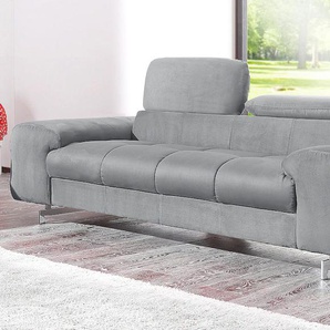 2-Sitzer COTTA Chef Sofas Gr. B/H/T: 196 cm x 72 cm x 105 cm, Luxus-Microfaser, mit Kopfteilverstellung, grau (hellgrau) 2-Sitzer Sofas mit eleganter Steppung, Bodenfreiheit 12,5 cm