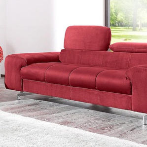 2-Sitzer COTTA Chef Sofas Gr. B/H/T: 196 cm x 72 cm x 105 cm, Luxus-Microfaser, mit Kopfteilverstellung, rot 2-Sitzer Sofas mit eleganter Steppung, Bodenfreiheit 12,5 cm