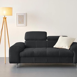2-Sitzer COTTA Chef Sofas Gr. B/H/T: 196 cm x 72 cm x 105 cm, Luxus-Microfaser, mit Kopfteilverstellung, grau (lava) 2-Sitzer Sofas mit eleganter Steppung, Bodenfreiheit 12,5 cm