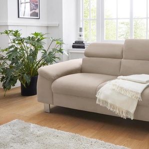 2-Sitzer COTTA Komaris Sofas Gr. B/T: 177 cm x 104 cm, Microfaser PRIMABELLE, mit Kopfteilverstellung, beige 2-Sitzer Sofas inklusive Kopfteilverstellung, moderner chromfarbener Fuß