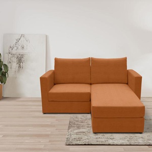 2-Sitzer DOMO COLLECTION 800015, als Sitzmöbel oder Schlafgelegenheit nutzbar, Schlafsofa Sofas Gr. B/H/T: 178 cm x 90 cm x 80 cm, Cord, orange (terrakotta) 2-Sitzer Sofas Sitzfläche mit Federkern, inkl. 2 Rückenkissen