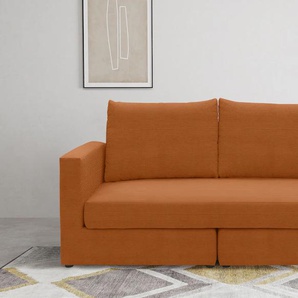 2-Sitzer DOMO COLLECTION 800015 B/T/H: 178/80/90 cm Sofas Gr. B/H/T: 178 cm x 90 cm x 80 cm, Cord, orange (terrakotta) 2-Sitzer Sofas Sitzfläche mit Federkern, inkl. 2 Rückenkissen