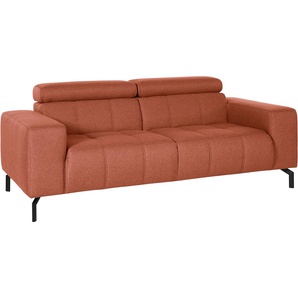 2-Sitzer DOMO COLLECTION Cunelli Sofas Gr. B/H/T: 208 cm x 79 cm x 104 cm, Struktur fein, Mit Kopfteilverstellung, orange 2-Sitzer Sofas