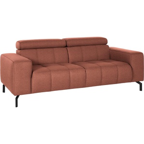 2-Sitzer DOMO COLLECTION Cunelli Sofas Gr. B/H/T: 208 cm x 79 cm x 104 cm, Struktur grob, Mit Kopfteilverstellung, rot (lachs) 2-Sitzer Sofas