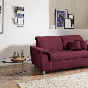 2-Sitzer DOMO COLLECTION Franzi Sofas Gr. B/H/T: 190 cm x 81 cm x 105 cm, Chenille-Struktur, mit Kopfteilverstellung, lila (beere) 2-Sitzer Sofas