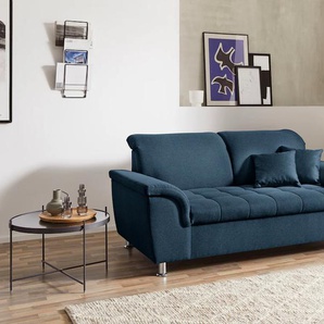 2-Sitzer DOMO COLLECTION Franzi Sofas Gr. B/H/T: 190 cm x 81 cm x 105 cm, Struktur fein, mit Kopfteilverstellung, blau (dunkelblau) 2-Sitzer Sofas