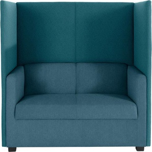 2-Sitzer DOMO COLLECTION Kea Sofas Gr. B/H/T: 132 cm x 129 cm x 80 cm, Filzoptik, blau (petrol, petrol) 2-Sitzer Sofas mit praktischem Sichtschutz, Breite 132 cm