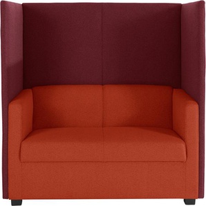2-Sitzer DOMO COLLECTION Kea Sofas Gr. B/H/T: 132 cm x 129 cm x 80 cm, Struktur grob, orange (orange, bordeau) 2-Sitzer Sofas mit praktischem Sichtschutz, Breite 132 cm