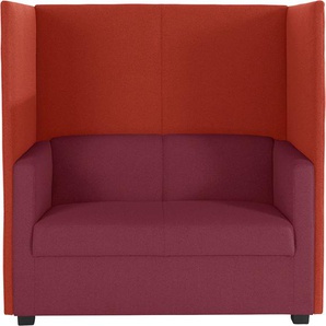 2-Sitzer DOMO COLLECTION Kea Sofas Gr. B/H/T: 132 cm x 129 cm x 80 cm, Struktur grob, rot (bordeau x, orange) 2-Sitzer Sofas mit praktischem Sichtschutz, Breite 132 cm