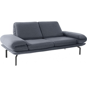 2-Sitzer DOMO COLLECTION New York Sofas Gr. B/H/T: 203 cm x 83 cm x 94 cm, Feinstruktur, ohne Funktion, blau (blau, grau) 2-Sitzer Sofas