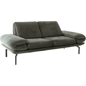 2-Sitzer DOMO COLLECTION New York Sofas Gr. B/H/T: 203 cm x 83 cm x 94 cm, Microfaser hochflorig, ohne Funktion, grün (dunkelgrün) 2-Sitzer Sofas