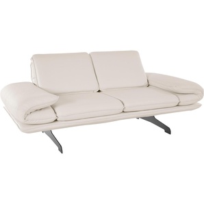 2-Sitzer DOMO COLLECTION New York Sofas Gr. B/H/T: 203 cm x 83 cm x 95 cm, NaturLEDER, ohne Funktion, beige (elfenbein) 2-Sitzer Sofas wahlweise mit Armlehnen- und Rückenfunktion, Kufenfüßen aus Metall