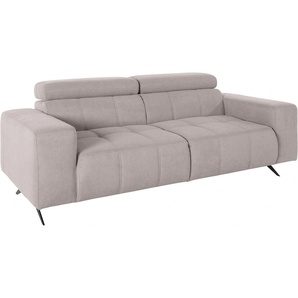 2-Sitzer DOMO COLLECTION Trento Sofas Gr. B/H/T: 208 cm x 79 cm x 104 cm, Lu x us-Microfaser, Mit Kopfteilverstellung, grau (taupe) 2-Sitzer Sofas