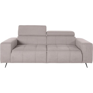 2-Sitzer DOMO COLLECTION Trento Sofas Gr. B/H/T: 208 cm x 79 cm x 104 cm, Lu x us-Microfaser, Ohne Kopfteilverstellung, grau (taupe) 2-Sitzer Sofas