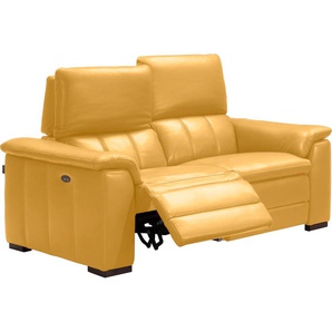 2-Sitzer EGOITALIANO Capucine Sofas Gr. B/H/T: 154 cm x 99 cm x 97 cm, Leder BULL, mit elektrischer Rela x funktion, gelb 2-Sitzer Sofas