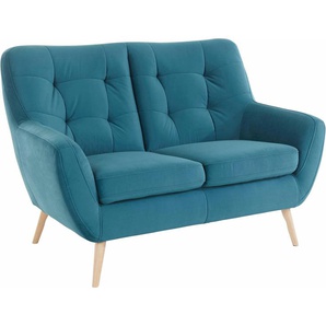 2-Sitzer EXXPO - SOFA FASHION Scandi Sofas Gr. B/H/T: 137 cm x 92 cm x 92 cm, Struktur, 2-Sitzer, blau (türkis) 2-Sitzer Sofas