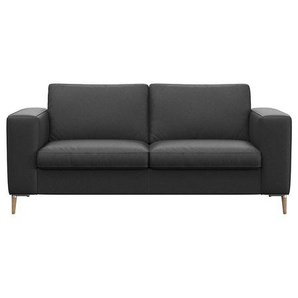 2-Sitzer FLEXLUX Fiore Sofas Gr. B/H/T: 164 cm x 85 cm x 92 cm, Echtleder, schwarz (deep black) 2-Sitzer Sofas breite Armlehnen, Kaltschaum, Füße Alu+ Eiche