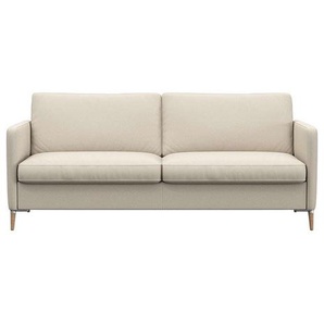2-Sitzer FLEXLUX Fiore Sofas Gr. B/H/T: 164 cm x 85 cm x 92 cm, Echtleder, weiß (warm white) 2-Sitzer Sofas breite Armlehnen, Kaltschaum, Füße Alu+ Eiche