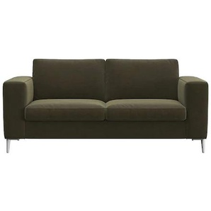 2-Sitzer FLEXLUX Fiore Sofas Gr. B/H/T: 164 cm x 85 cm x 92 cm, Velvet, grün (moss green) 2-Sitzer Sofas breite Armlehnen, Kaltschaum, Füße Alu