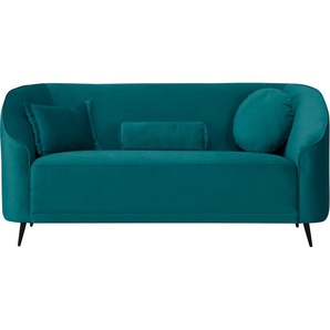 2-Sitzer LEONIQUE Ashly Sofas Gr. B/H/T: 154 cm x 81 cm x 80 cm, Samtoptik, blau (petrol) 2-Sitzer Sofas in 3 Bezugsvarianten, Bouclé, Samtoptik und Struktur weich.