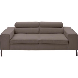 2-Sitzer GALLERY M BRANDED BY MUSTERRING Felicia Due Sofas Gr. B/H/T: 192 cm x 43 cm x 111 cm, Velour SAMT, mit Sitzvorzug manuell, grau (stone) 2-Sitzer Sofas