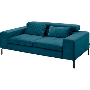 2-Sitzer GALLERY M BRANDED BY MUSTERRING Felicia Due Sofas Gr. B/H/T: 192 cm x 43 cm x 111 cm, Velour SAMT, ohne Sitzvorzug, blau (blue grey) 2-Sitzer Sofas