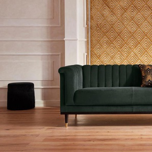 2-Sitzer GUIDO MARIA KRETSCHMER HOME&LIVING Chamby Sofas Gr. B/H/T: 180 cm x 71 cm x 85 cm, Samtoptik, grün (dunkelgrün) 2-Sitzer Sofas mit Holzrahmen unten und Steppung im Lehnenbereich