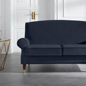 2-Sitzer GUIDO MARIA KRETSCHMER HOME&LIVING Rennes Sofas Gr. B/H/T: 160 cm x 90 cm x 93 cm, Samtoptik, blau (dunkelblau) 2-Sitzer Sofas in Samtoptik oder Baumwoll-Mix
