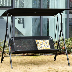 2-Sitzer Hollywoodschaukel Outdoor Gartenliege UV-beständig Hochwertiges Metallrohr Schwarz