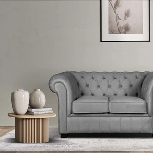 2-Sitzer HOME AFFAIRE CHARENTE Sofas Gr. B/H/T: 147 cm x 74 cm x 89 cm, Samtvelours, grau (hellgrau) 2-Sitzer Sofas hochwertige Knopfheftung, BTH: 1478974 cm