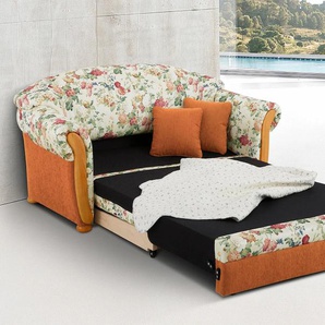 2-Sitzer HOME AFFAIRE Milano Sofas Gr. B/H/T: 174 cm x 87 cm x 88 cm, Chenille, bunt (terrakotta, geblümt) 2-Sitzer Sofas mit Bettfunktion