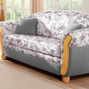2-Sitzer HOME AFFAIRE Milano Sofas Gr. B/H/T: 174 cm x 87 cm x 88 cm, Chenille, lila (hellgrau, flieder geblümt) 2-Sitzer Sofas mit Bettfunktion